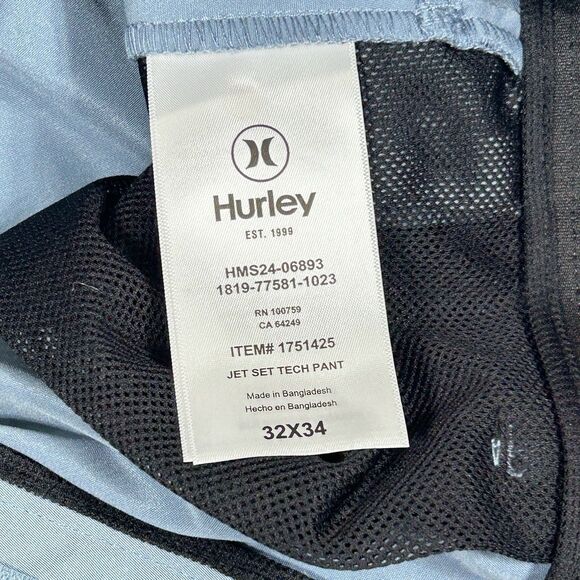Hurley Jet Set Tech Pants Men Size 32 X 33 Blue Flat Front Comfort City Outdoor - Picture 5 of 14